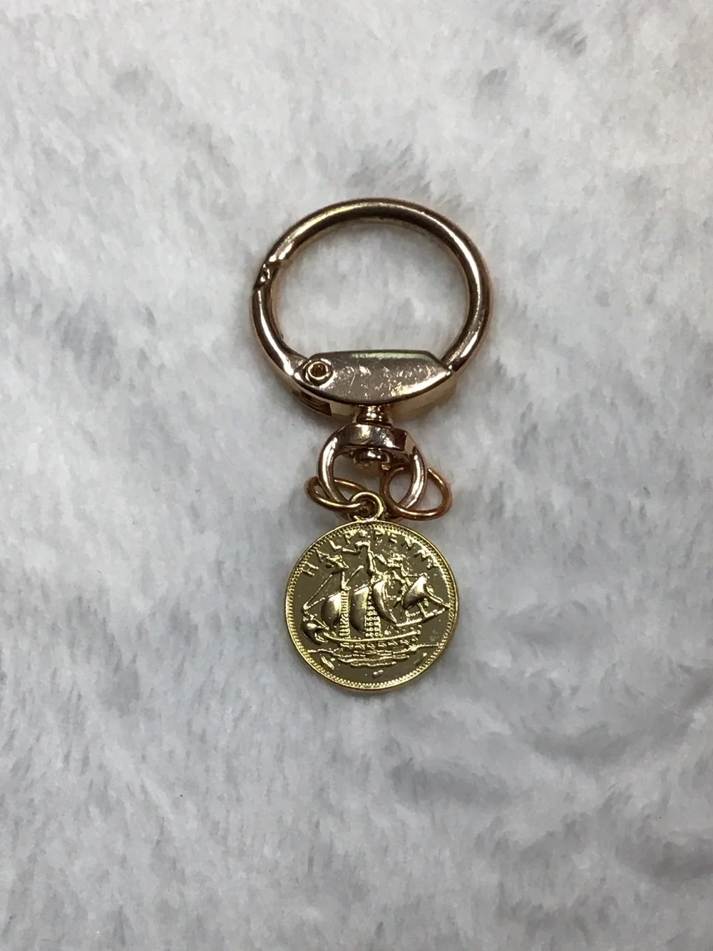 Gold Coin Charm Keyring - Women Accessories
